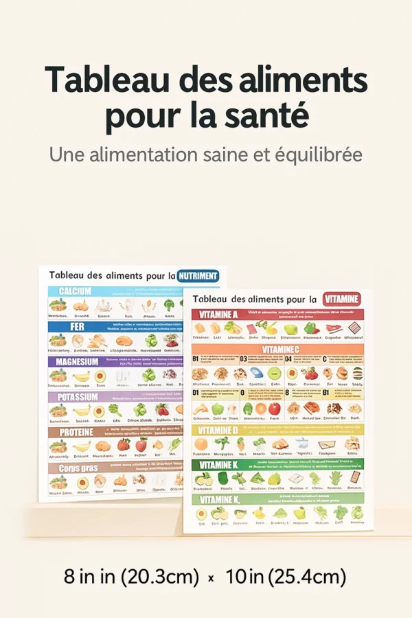 Tableau des vitamines, minéraux, protéine