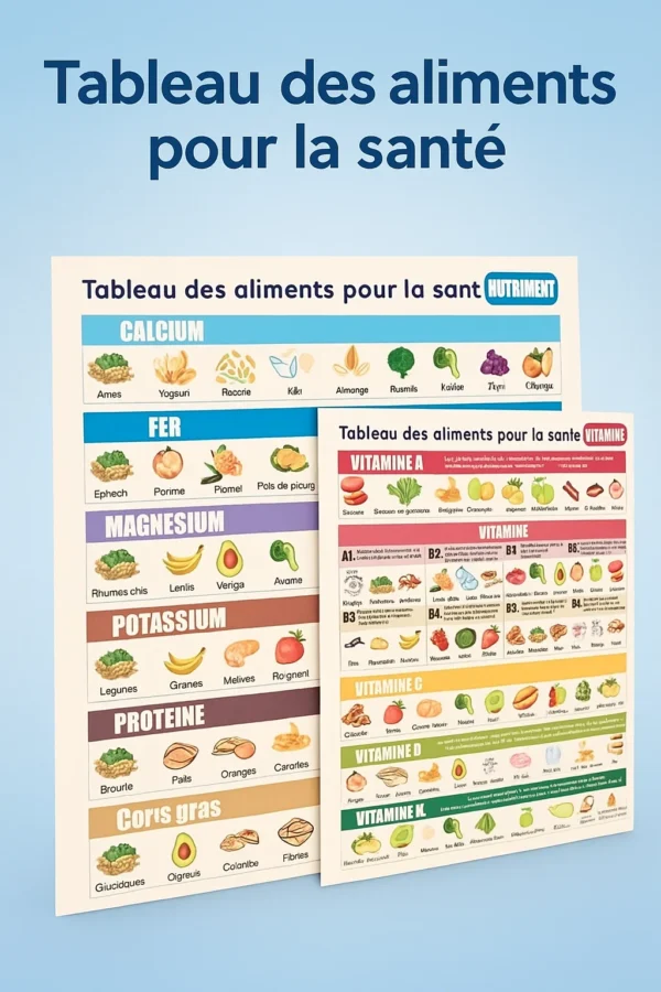 Tableau des vitamines, minéraux, protéine